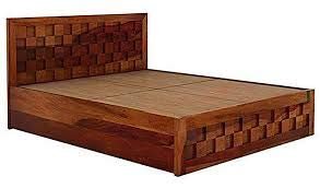 2145YOX4jUL Custom Decor King Sheesham;Plywood Bed with Storage -(Honey Finish_Brown) - Image 4