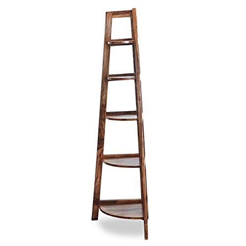 31KJTJSNV0L Custom Decor Solid Wooden Corner Shelf | Display Rack | Storage Rack | Bookcase Showcase Organizer | for Living Room, Office, Kitchen, Bedroom | Natural26 - Image 3