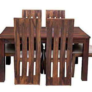 Custom Decor Lithiya six Seater Dining Set - Honey Teak Brown