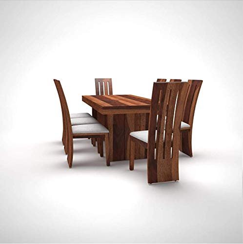 41SugIvZoRL Custom Decor Sheesham Wood Hola Dining Table Set with 8 Chairs | Home and Living Room | Provincial Teak Finish - Image 4