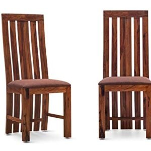 Custom Decor S Shape Solid Sheesham Wood Dining Chairs - Red Mohangy