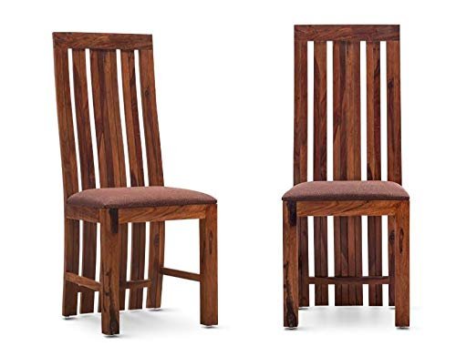 Custom Decor S Shape Solid Sheesham Wood Dining Chairs - Red Mohangy