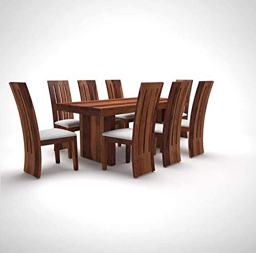 41XHoW83KbL Custom Decor Sheesham Wood Hola Dining Table Set with 8 Chairs | Home and Living Room | Provincial Teak Finish - Image 5