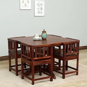 Custom Decor Solid Sheesham Wood 4 Seater Dining Table for Living Room, Home Hall, Hotel | Dinner Restaurant Wooden Dining Table Dining Room Set Home & Kitchen | (Natural Teak, 4 Seater)