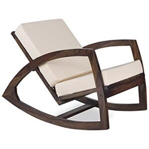 Custom Decor Solid sheesham Wood Standard Rocking Chair with Cushions