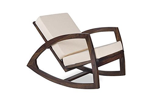 Custom Decor Solid sheesham Wood Standard Rocking Chair with Cushions