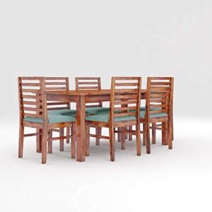 Custom Decor Sheesham Wood Wooden Dining Set 6 Seater | Dining Table with Chairs | Natural Honey Finish