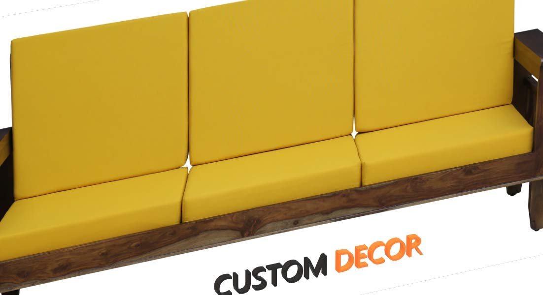 5103hM-KZrL._SL1102_ Custom Decor Solid Sheesham Wood Sofa Set | Wooden Sofa Set | Sofa Sets for Living Rooms | Sofa Set of 5 Seater Furniture with Yellow Cushion - Walnut - Image 4