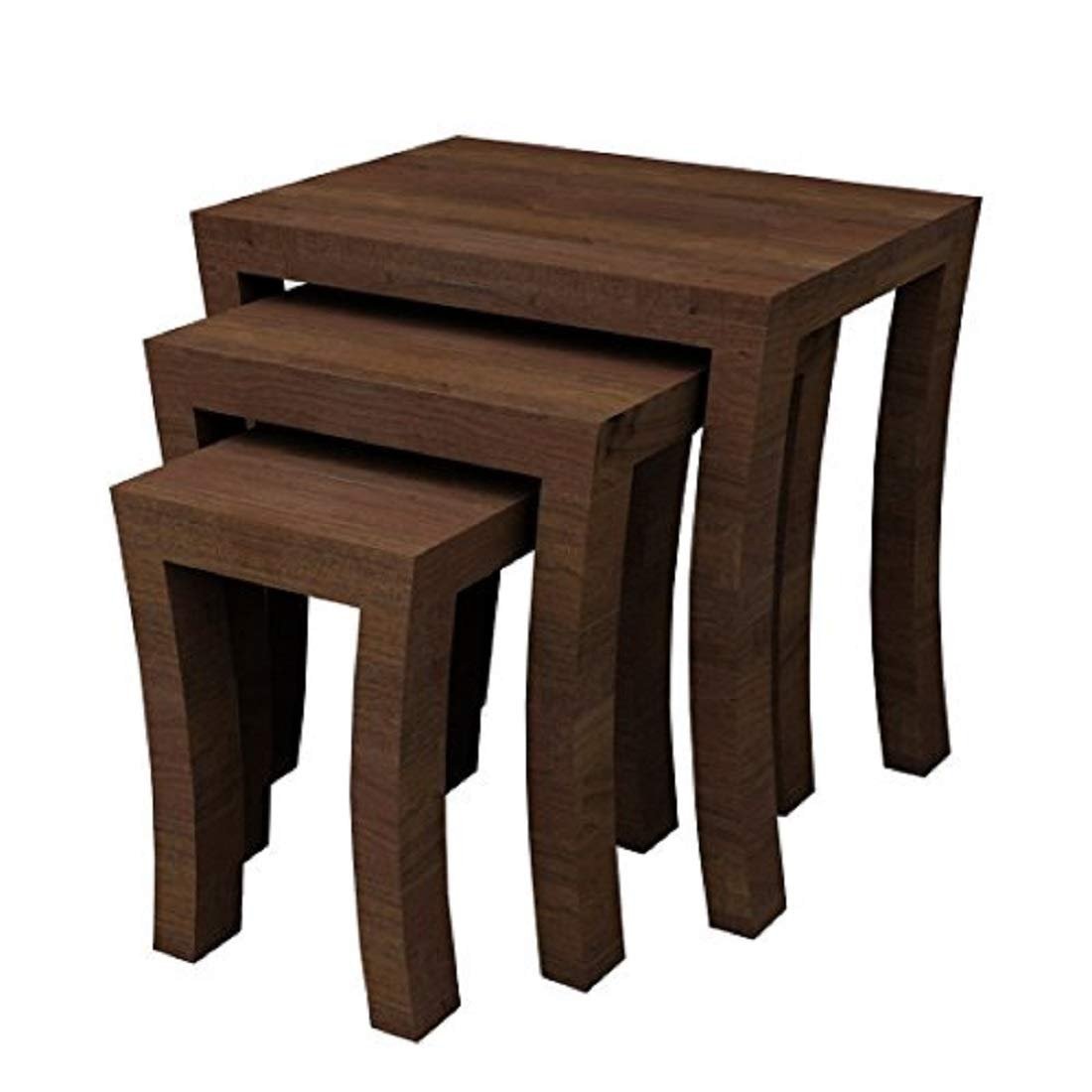 510PNOq9iIL._SL1100_ Custom Decor Elmora Brown Solid Wooden Nesting Tables Set of 3 - Walnut Finish - Image 2