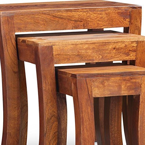 519R3Yl0UQL Custom Decor Elmora Brown Solid Wooden Nesting Tables Set of 3 - Honey Teak Finish - Image 4