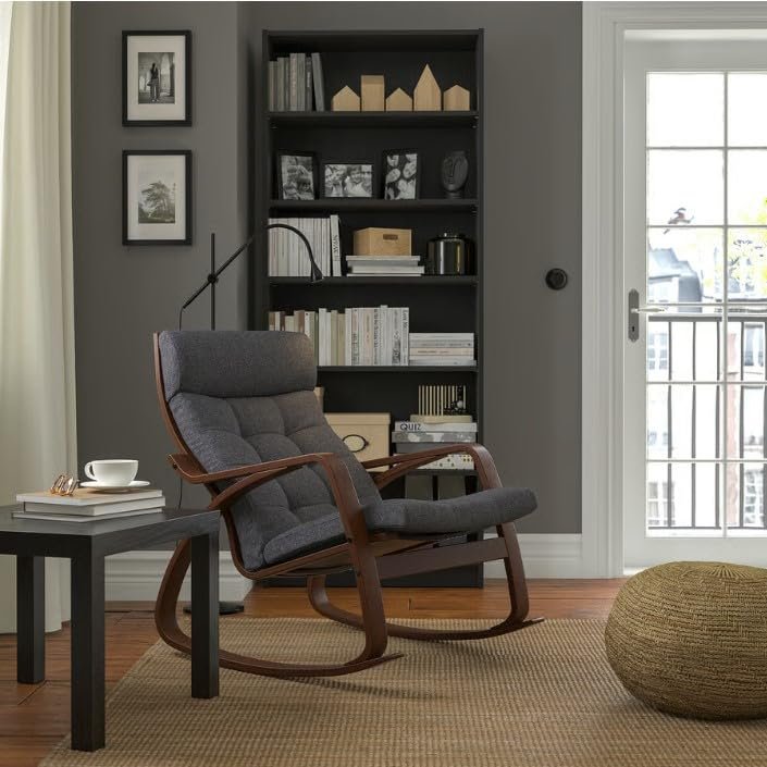 51AUAQzsxmL Custom Decor Shesham Wood Traditional Rocking Tropical Comfortable Rocking Chair | - Image 3