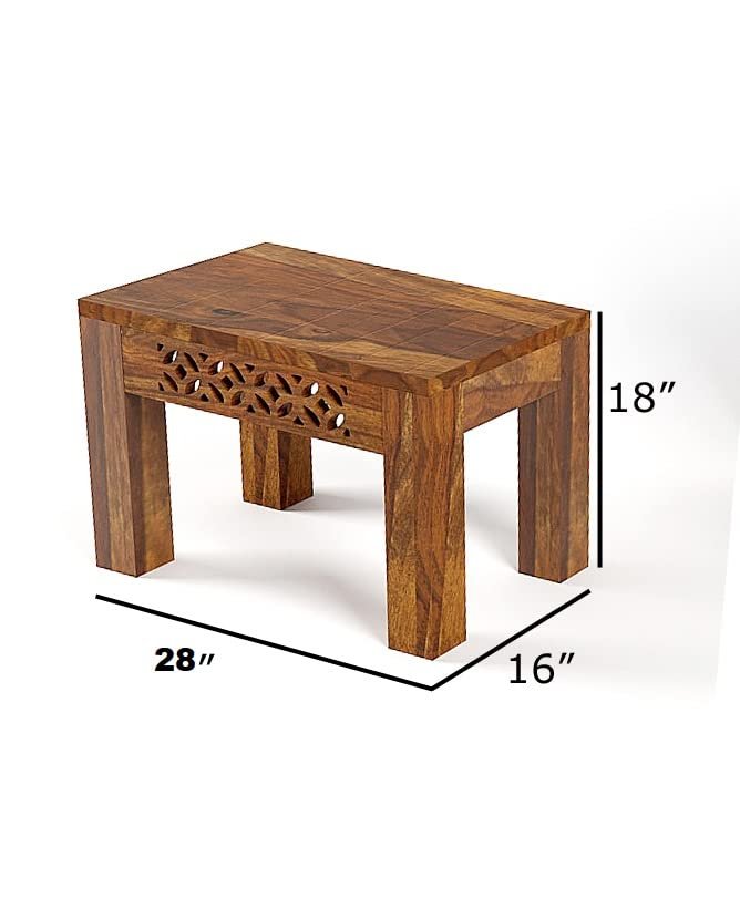 51BfvhVV0lL Custom Decor Solid Wood CNC 4 Seater Dining Set in Provincial Teak Finish Dining Set and Chairs (4 Seater Dining Table, Bench Dining Set) - Image 5