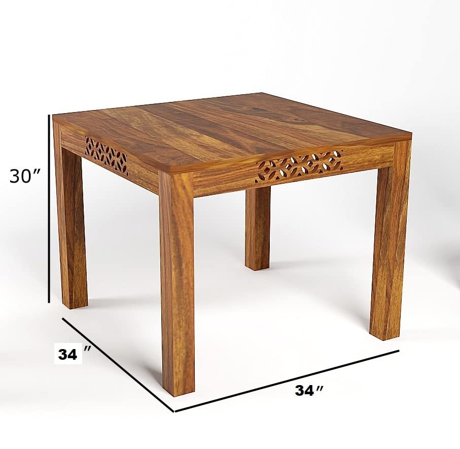 51CXOxbZHML Custom Decor Solid Wood CNC 4 Seater Dining Set in Provincial Teak Finish Dining Set and Chairs (4 Seater Dining Table, Bench Dining Set) - Image 3