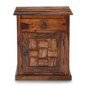Custom Decor Grayson Bed Side Table - Natural Teak Brown