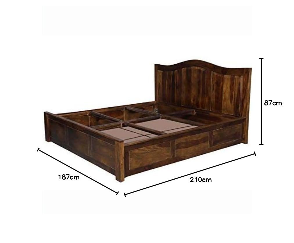 51Ki+rEjgYL._SL1012_ Custom Decor Sheesham Wood King & Queen Size Wooden Storage Bed Solid Back Rest Cushion Honey Finish (King, Deisgn 1) - Image 3