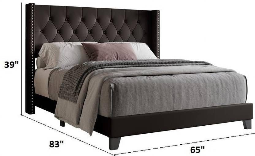 51MnAdXwXsL Custom Decor Fabric Upholstered King Size Bed with Button Tufted Headboard for Bedroom || Solid Wood Bed | (Grey Royal, King (U.K. Standard)) - Image 3