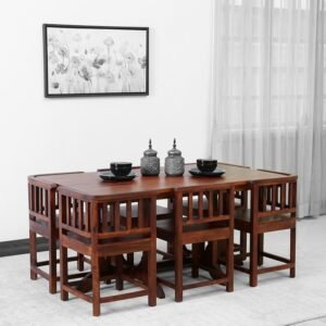 Custom Decor Solid Sheesham Wood 6 Seater Dining Table for Living Room, Home Hall, Hotel | Dinner Restaurant Wooden Dining Table Dining Room Set Home & Kitchen |