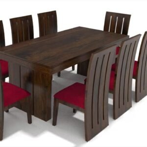 Custom Decor 8 Seater Dining Table Set (Brown) (8 Seater with Red)