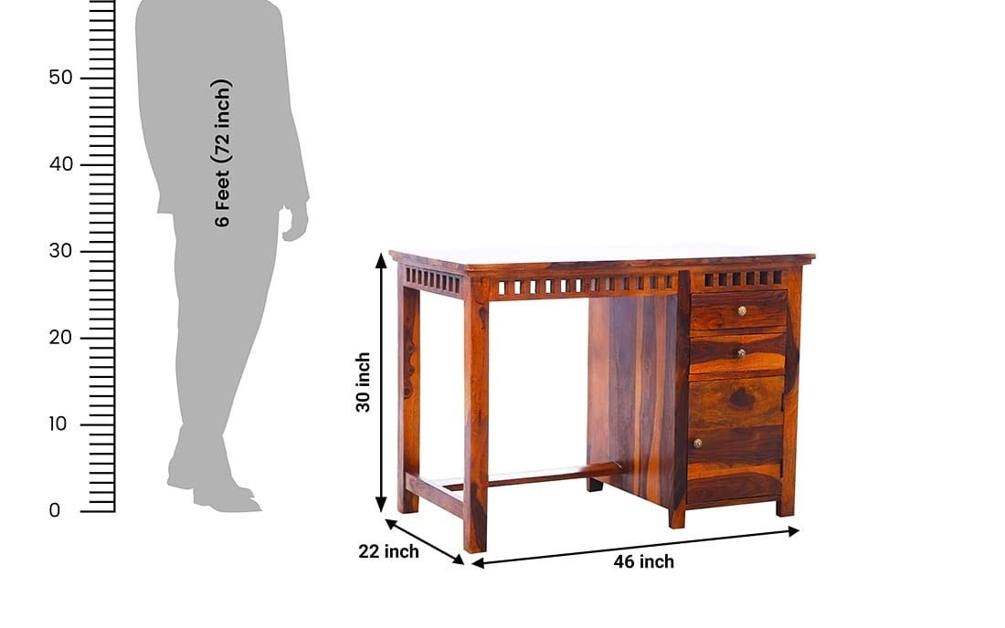 51etalzTXQL._SL1100_ Custom Decor Sheesham Wood Study Table for Living Room, Office Table for Home, Console Table (Natural Finish) (Design 5) - Image 3
