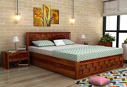 51t0cZjHw0L (1) Custom Decor King Sheesham;Plywood Bed with Storage -(Honey Finish_Brown) - Image 5