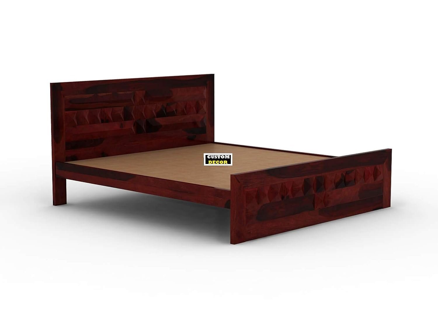 51u-zgeljLL._SL1500_ Custom Decor King Size Bed Without Storage - Sheesham Wood (Mahogany) - Image 4