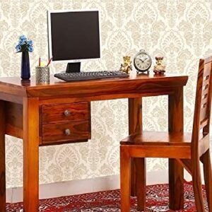 Custom Decor Sheesham Wood Study Table for Living Room, Office Table for Home, Console Table (Natural Finish)