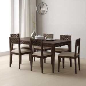 Custom Decor Homes PureWood 6 Seater Dining Set (Finish Color - Walnut)