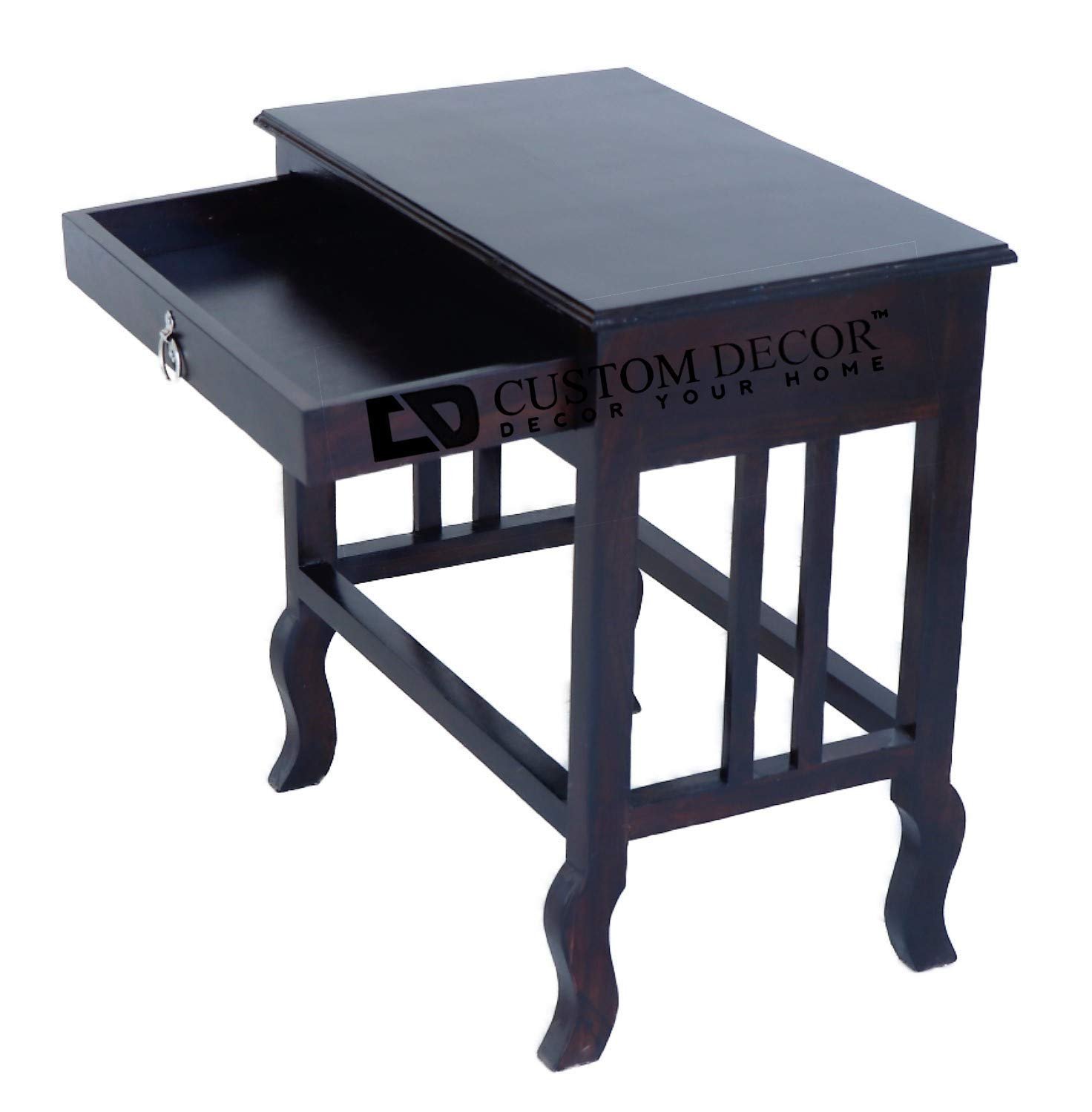 615k2wEfiDL._SL1499_ Custom Decor Japanese Style Bedside Table for Bedroom | Solid Wood Side Table for Bedroom | Living Room Table | Side Table for Living Room Furniture Made with Solid Indian Sheesham Wood - Walnut Finish - Image 3