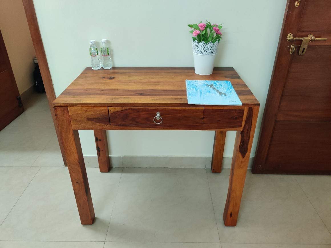 617rpee1V0L._SL1160_ Custom Decor Sheesham Wood Solid Wood Study Table (Free Standing, Finish Color - Provincial Honey Finish)