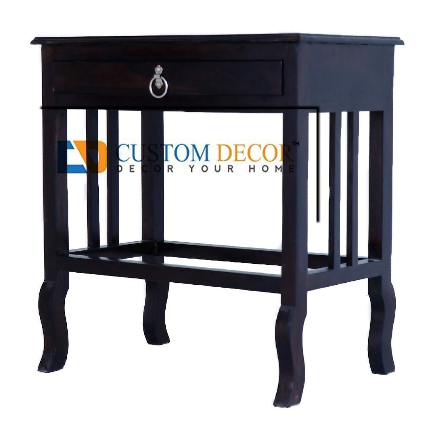 61AGYVm30WL._SL1492_ Custom Decor Japanese Style Bedside Table for Bedroom | Solid Wood Side Table for Bedroom | Living Room Table | Side Table for Living Room Furniture Made with Solid Indian Sheesham Wood - Walnut Finish