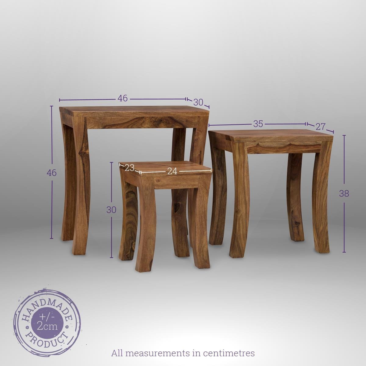 61CD1545oqL._SL1200_ Custom Decor Elmora Brown Solid Wooden Nesting Tables Set of 3 - Honey Teak Finish - Image 3