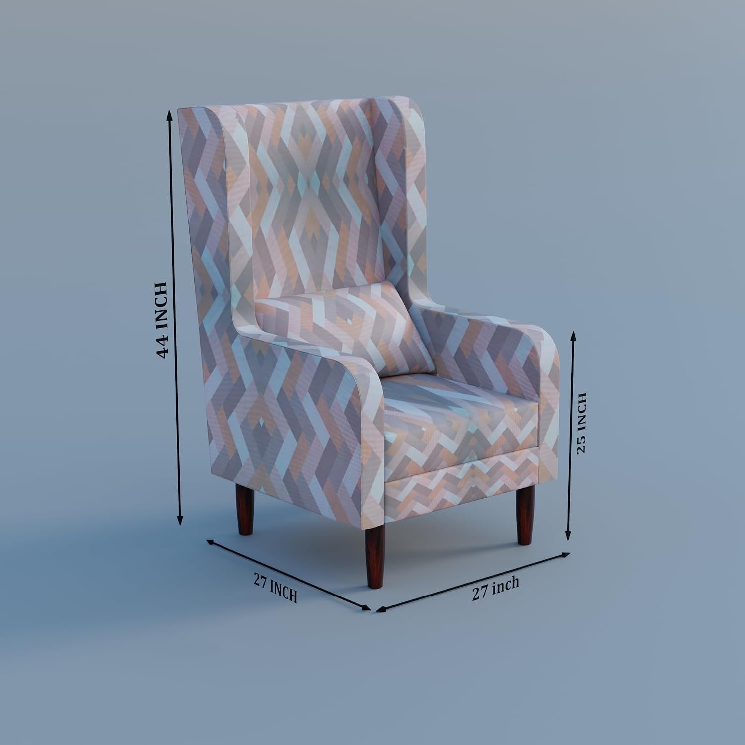 61EZZg7SyQL._SL1500_ Custom Decor Wooden Wing Chair with Ottoman Stool | Wingback for Living Room | One Seater Sofa | High Density Foam | Accent Chair for Seating and Home Decor Furniture | (Twilight Prism, with Ottoman) - Image 3