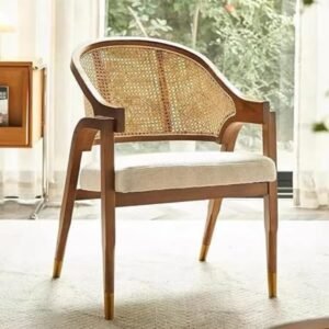 Custom Decor Wooden Chair Rattan Arm Chair for Living Room, Bedroom, Office and Home |