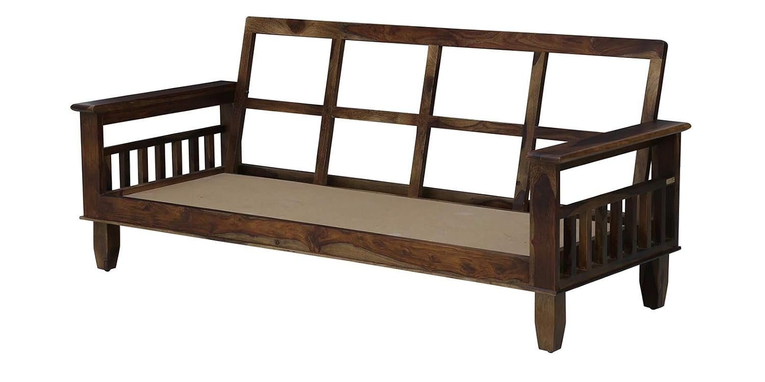 61K+qxpfqsL._SL1500_ Custom Decor Solid Sheesham Wood Sofa Set | Wooden Sofa Set | Sofa Sets for Living Rooms | Sofa Set of 5 Seater Furniture with Yellow Cushion - Walnut - Image 5