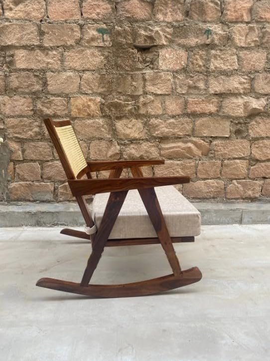 61Ln6IWED4L Custom Decor Shesham Wood Traditional Rocking Tropical Comfortable Rocking Chair | - Image 6