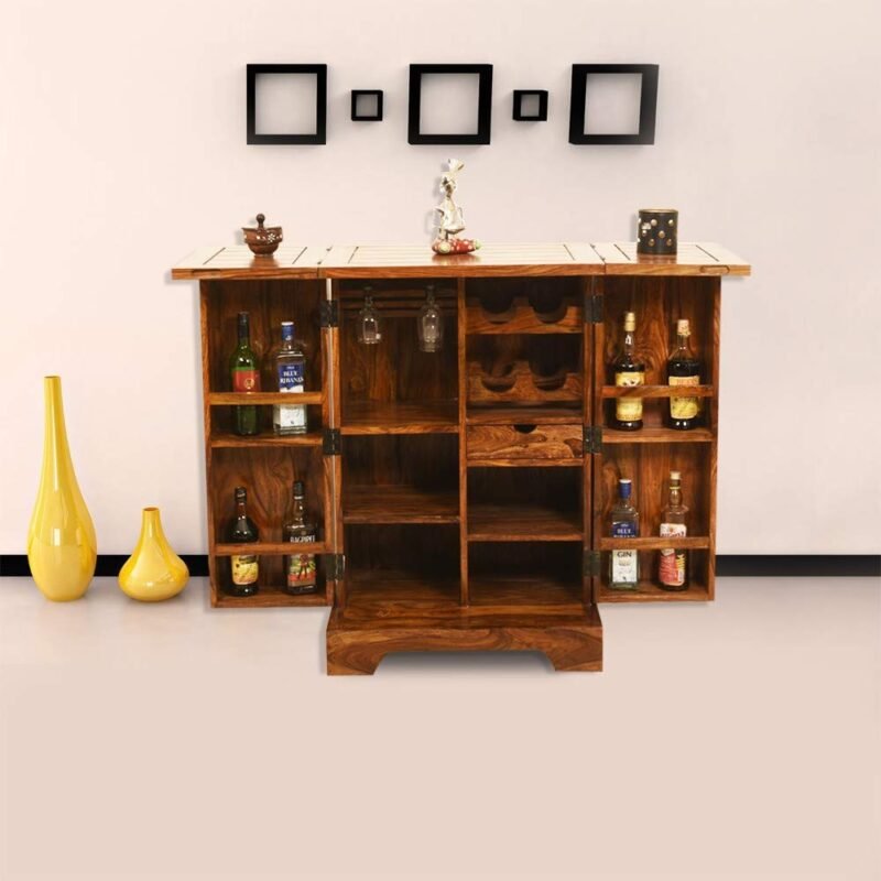 Custom Decor Romeo Bar Cabinet Sheesham Wood Bar Cabinet - Teak