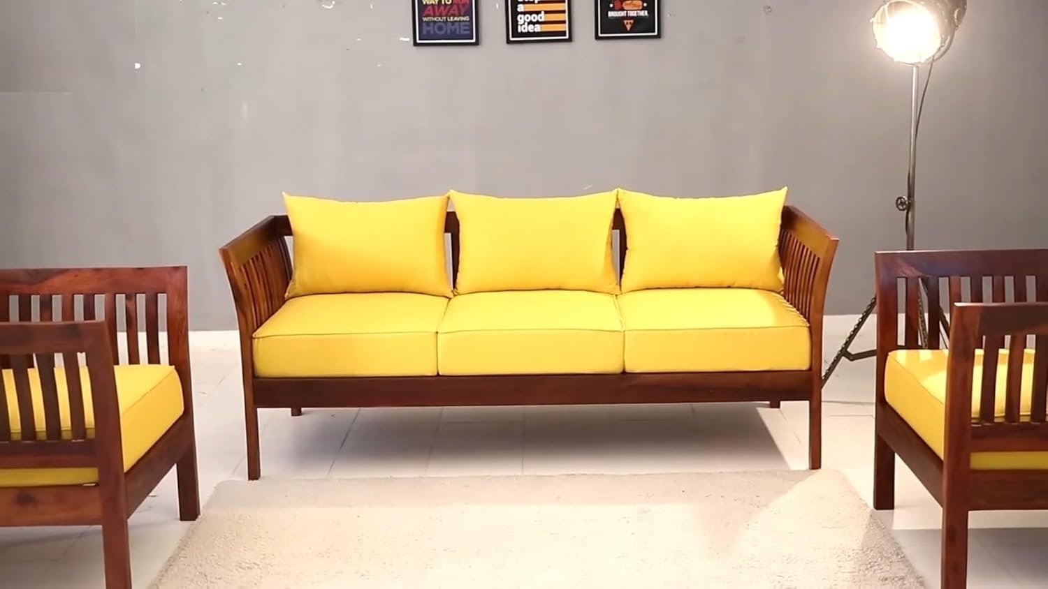 61MB0uroUZL._SL1500_ Custom Decor Sheesham Sofa Set for Living Room Wood Furniture | Office | Wooden Sofa Set 3+1 | Walnut Brown (3+1) - Image 7