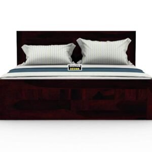 Custom Decor King Size Bed Without Storage - Sheesham Wood (Walnut)