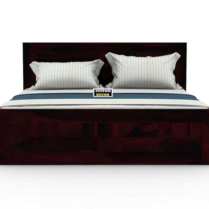 Custom Decor King Size Bed Without Storage - Sheesham Wood (Walnut)