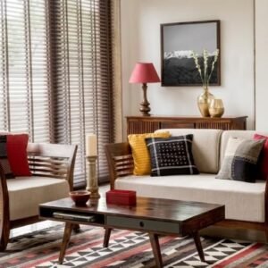 Custom Decor Sheesham Sofa Set for Living Room Wood Furniture | Office | Wooden Sofa Set 3+1+1 | Walnut Brown (3+1+1)