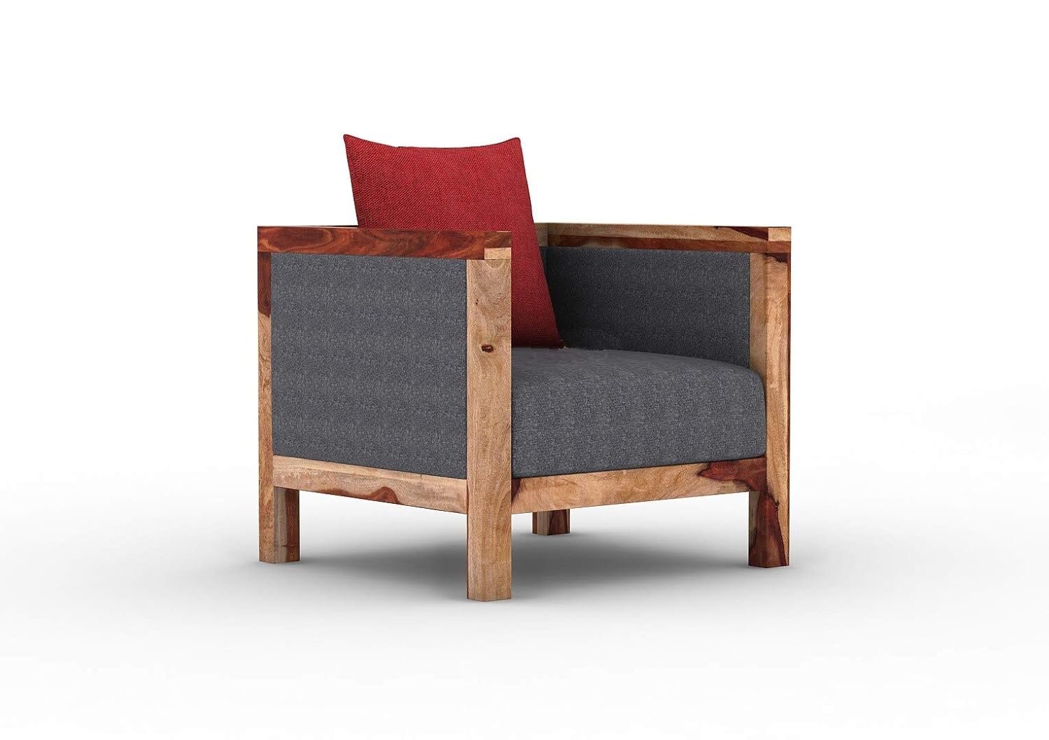 61a57cdxHeL._SL1500_ CUSTOM DECOR Solid Sheesham Wood Sofa Set | Wooden Sofa Set | Living Room Furniture (3+1+1, Brown)- Natural Finish Grey Fabric - Image 6
