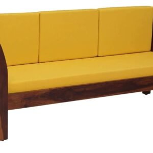 Custom Decor Solid Sheesham Wood Sofa Set | Wooden Sofa Set | Living Room Furniture (3+1+1, Brown)- Red Mahogany All (5 Seater, Design 8)