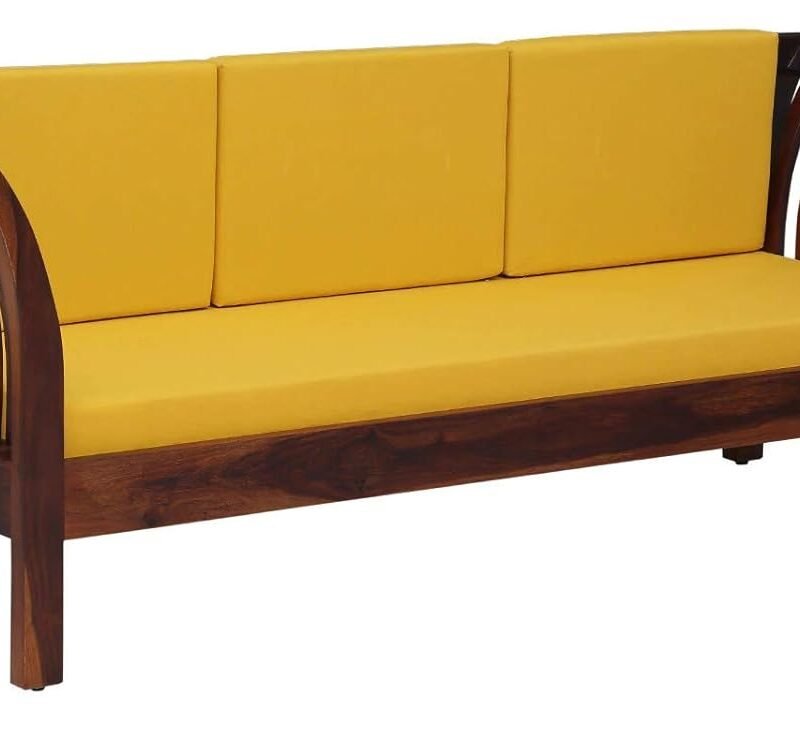 Custom Decor Solid Sheesham Wood Sofa Set | Wooden Sofa Set | Living Room Furniture (3+1+1, Brown)- Red Mahogany All (5 Seater, Design 8)