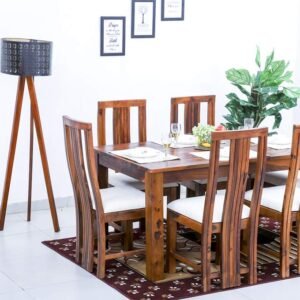 Custom Decor Sheesham Wood Dining Table for Living Room with 6 Chairs | Provincial Teak Finish All 6 Seater Dining Table, 6 Seater | Honey Teak Finish