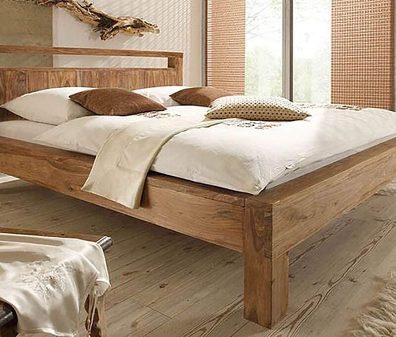 Custom Decor Solid Wood King Size Bed | Wooden Bed for Bedroom