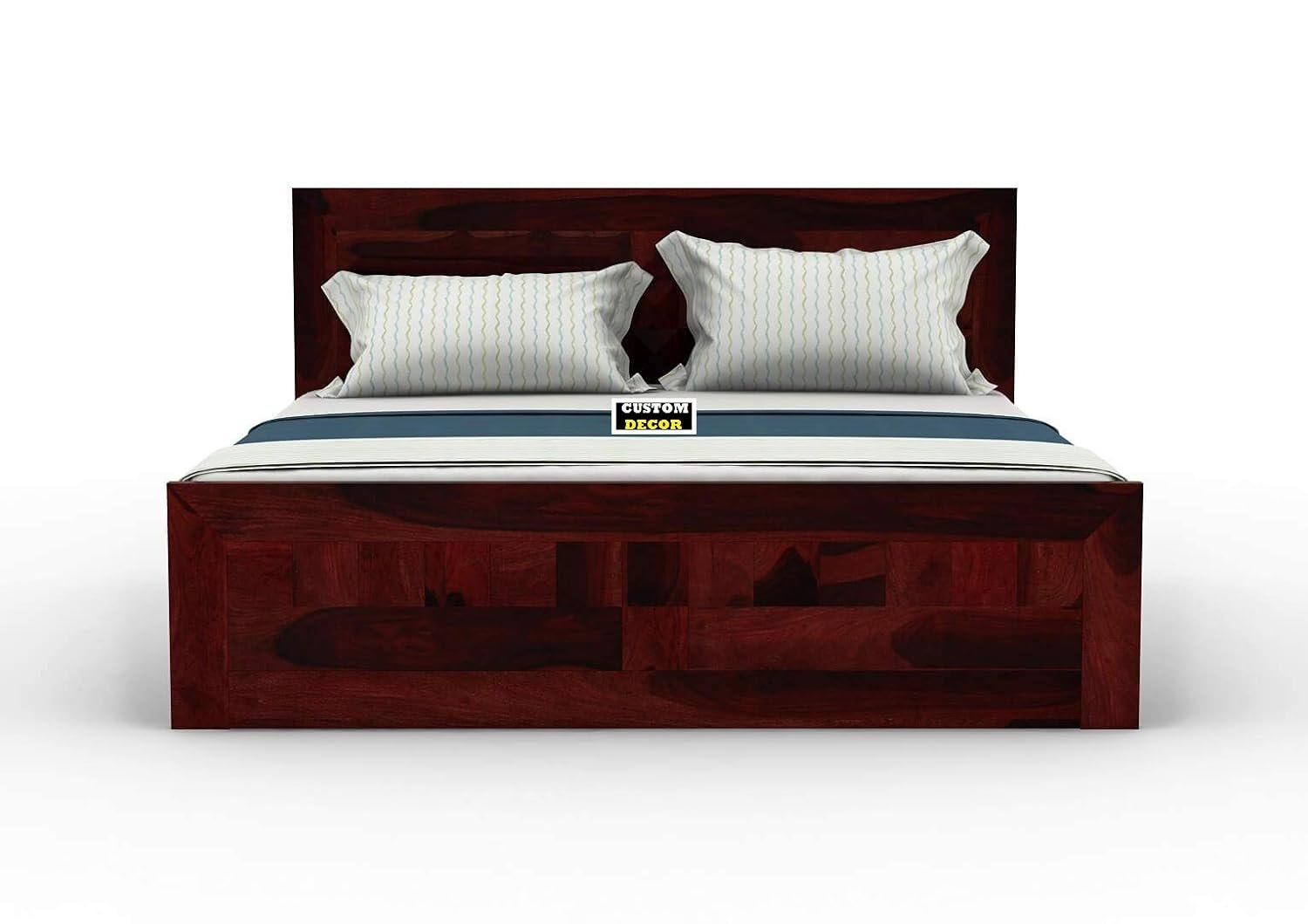 61mZ+n+yuRL._SL1500_ Custom Decor King Size Bed Without Storage - Sheesham Wood (Mahogany) - Image 6