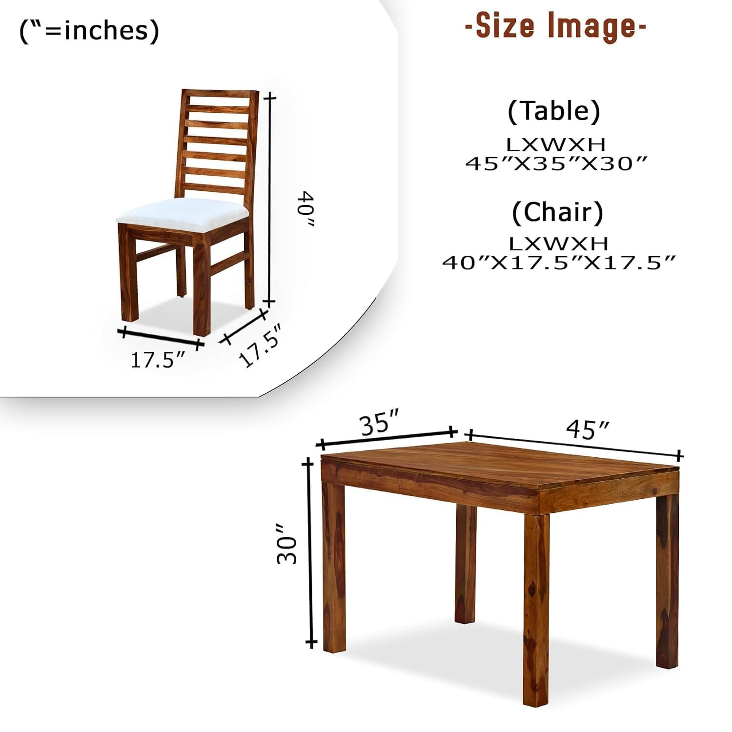61pez9yLQML._SL1500_ Custom Decor Solid Sheesham Wood Four Seater Dining Table Set with 4 White Colour Cushion Chairs for Dining Room Living Room Home (4 Seater, Seven-Line) - Image 3