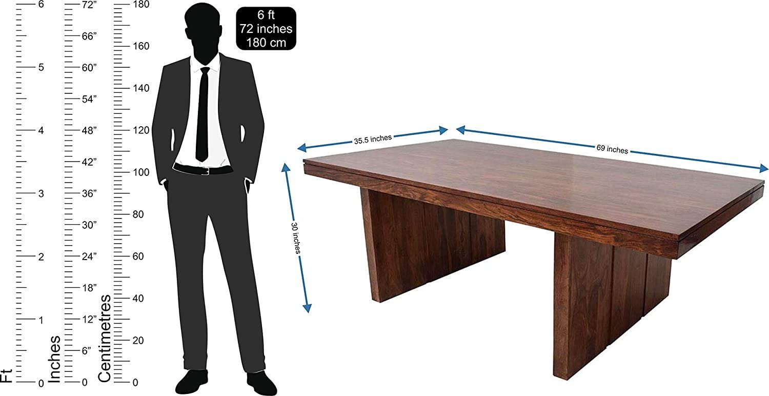 61puaWgJXFL._SL1500_ Custom Decor Sheesham Wood Hola Dining Table Set with 8 Chairs | Home and Living Room | Provincial Teak Finish - Image 7