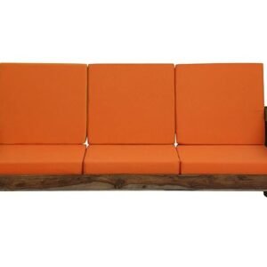Custom Decor Solid Sheesham Wood Sofa Set | Wooden Sofa Set for Living Room Furniture (3+1+1, Brown)