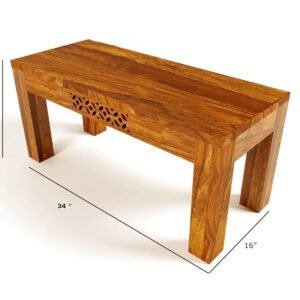 Custom Decor Solid Sheesham Wood Bench for Dining Sets | Multipurpose Bench | for Kitchen Dining Room (CNC Top | 34'')